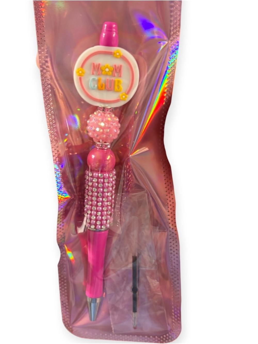 Handcrafted Mom Club Beaded Pen in Pink - Picture 2 of 2